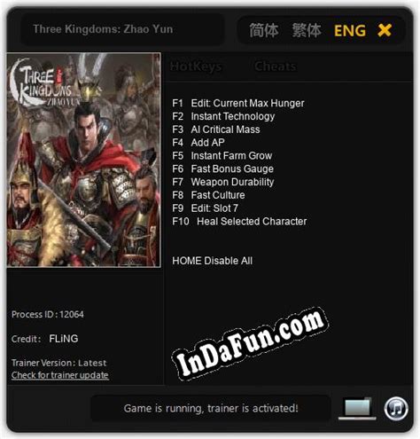 Three Kingdoms Zhao Yun Cheats & Trainers for PC .